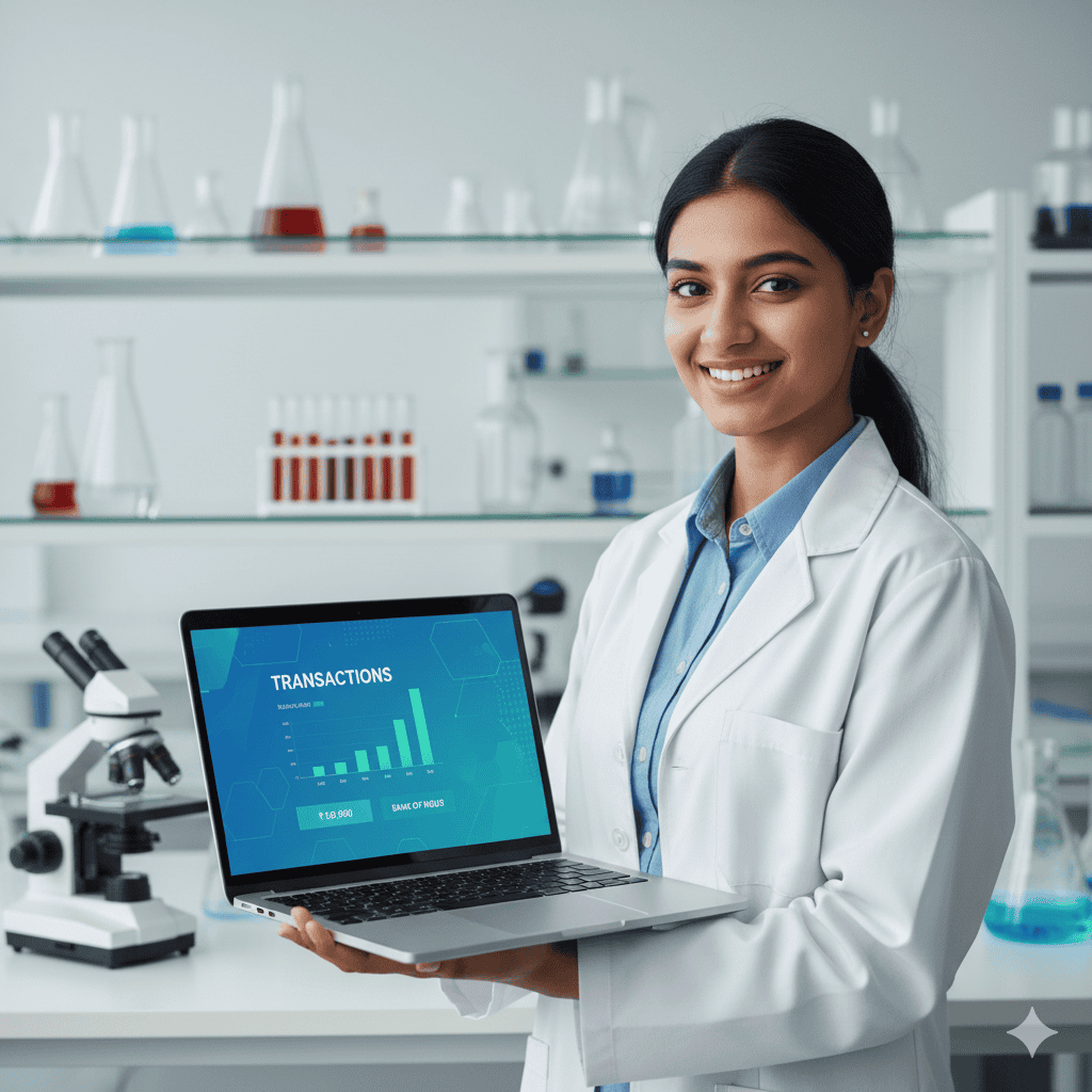 A laptop screen displaying a successful online transaction of an education loan application LAKSHMIDEVIGROUPOFINSTITUTION